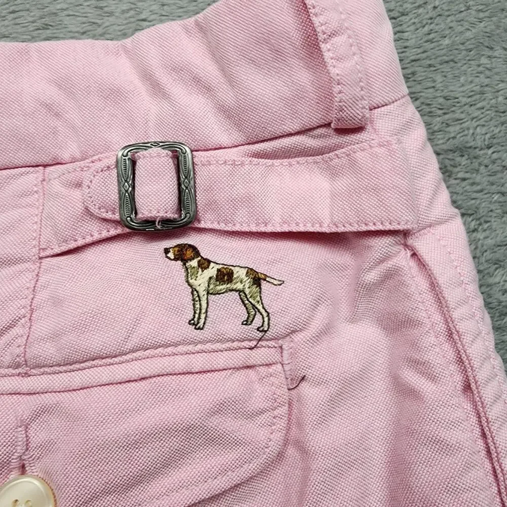 Polo Ralph Lauren Mens 36 Pink Shorts Pointer Embroidery Buckle Back Cotton Flaw